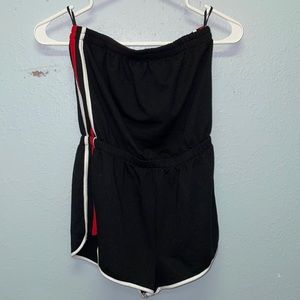 garage strapless romper